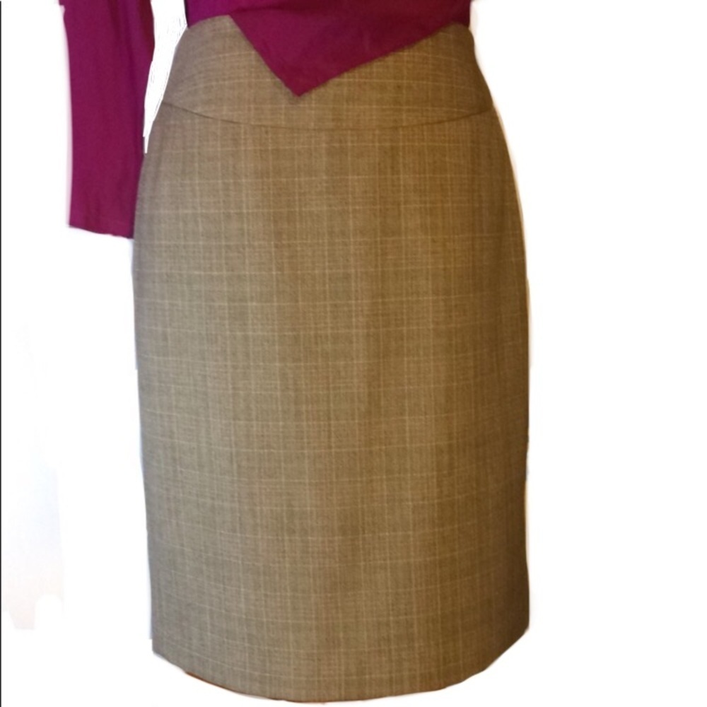 Rafaella Petites Tan & Brown Tweed Pencil Skirt
